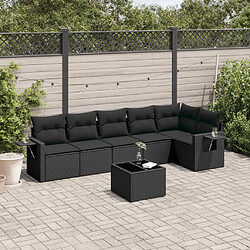 Maison Chic Salon de jardin 7 pcs avec coussins | Ensemble de Table et chaises | Mobilier d'Extérieur noir résine tressée -GKD78666