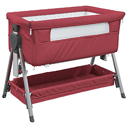 vidaXL Lit pour bébé avec matelas Rouge Tissu de lin