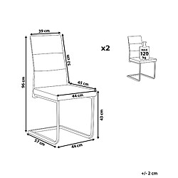 Avis Beliani Chaise de salle à manger Chaise en porte-à-faux ROCKFORD Set de 2 Velours Gris