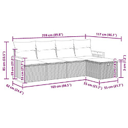 vidaXL Salon de jardin avec coussins 5 pcs beige résine tressée pas cher