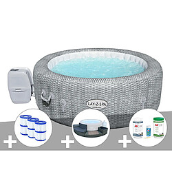 Kit spa gonflable Bestway Lay-Z-Spa Honolulu rond Airjet 4/6 places + Ensemble mobilier + 6 filtres + Kit traitement brome