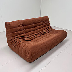 SoftEva Canapé trois places - Marron - sans assemblage, mousse double confort, support ergonomique, intérieur en tissu Soft touch