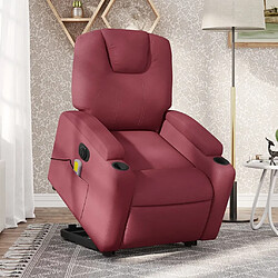 Maison Chic Fauteuil Relax pour salon, Fauteuil inclinable de massage électrique Rouge bordeaux Tissu -GKD15627