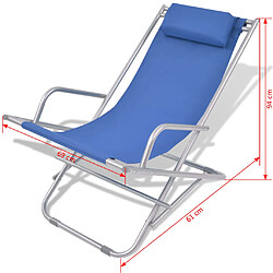 vidaXL Chaises inclinables de terrasse lot de 2 Acier Bleu pas cher