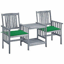 Maison Chic Chaises de jardin,Fauteuil/Chaise d'extérieur avec table à thé et coussins Acacia solide -MN52342