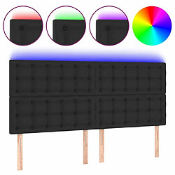 Maison Chic Tête de lit scandinave à LED,meuble de chambre Noir 180x5x118/128 cm Similicuir -MN96043