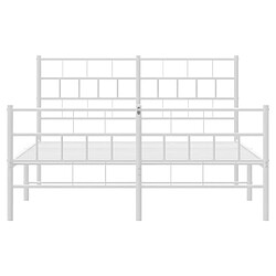 Maison Chic Lit adulte - Lit simple Cadre de lit métal avec tête de lit/pied de lit,Structure du lit Contemporain pour chambre blanc 160x200cm -MN87616 pas cher