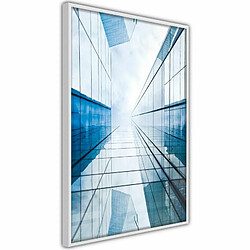 Paris Prix Affiche Murale Encadrée Steel and Glass Blue 20 x 30 cm Blanc