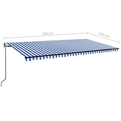 vidaXL Auvent rétractable automatique 600x350 cm Bleu et blanc pas cher