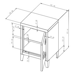 Helloshop26 Table de chevet en acier laminé 57 x 40 x 30 cm blanc mat 03_0008679