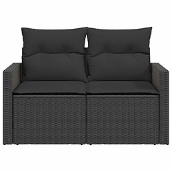 Acheter Maison Chic Canapé de jardin avec coussins 2 places | Canapé d'extérieur | Fauteuil,Banquette Jardin noir résine tressée -MN29972