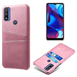 Coque en TPU + PU avec porte-cartes or rose pour votre Motorola G Pure