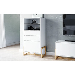 VIVALDI Commode haute - OSLO - 63 cm - blanc mat - style moderne