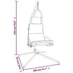 vidaXL Chaise balançoire de jardin et coussin noir tissu Oxford/acier pas cher