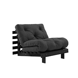 Inside 75 Fauteuil convertible futon ROOTS pin laqué noir matelas 90 x 200 cm coloris gris foncé 