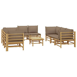 Avis Maison Chic Salon de jardin 9 pcs + coussins - Mobilier/Meubles de jardin - Table et chaises d'extérieur taupe bambou -MN94304