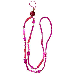 Avizar Bijou de téléphone Universel 90cm Perles de cristal et Heishi Fuchsia