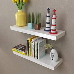 Maison Chic 2 Étagères murales,Étagère Rangement flottate MDF Blanc Rangement de livres/DVD -MN35377