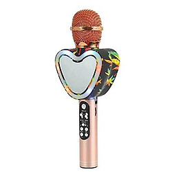 Acheter Universal Heart shape wireless bluetooth karaoke microphone,4 in 1 with led lights for ktv(Blue)