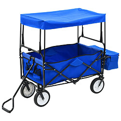 vidaXL Chariot à main pliable avec toit Acier Bleu