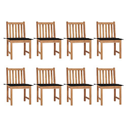 vidaXL Chaises de jardin lot de 8 avec coussins Bois de teck massif 