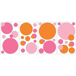 Thedecofactory CADRES POIS - Stickers repositionnables cadres pois orange et rose