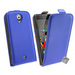 Htdmobiles Housse etui PU cuir fine pour Wiko U Feel Lite + verre trempe - BLEU