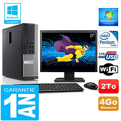 PC DELL 990 SFF Intel G840 Ram 4Go Disque 2 To Wifi W7 Ecran 27" - Occasion