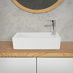 Acheter ML-Design Lavabo en Céramique, Rectangulaire, 51x25x13 cm, Blanc, Trou pour Robinet à Droite, Montage Mural ou Sur Plan, Vasque à Poser, Lave Mains Petit Évier Supendu pour Salle de Bain Toilette