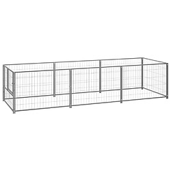 Helloshop26 Chenil extérieur cage enclos parc animaux chien argenté 3 m² acier 02_0000264