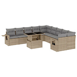 vidaXL Salon de jardin 11 pcs avec coussins beige résine tressée