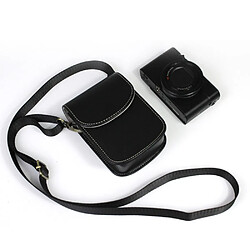 Etui en PU Appareil photo avec bandoulière noir pour votre Canon Ricoh Sony Olympus