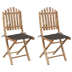 vidaXL Chaises pliables de jardin lot de 2 avec coussins Bambou