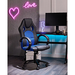 Beliani Chaise de bureau en cuir PU bleu FIGHTER