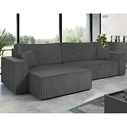 Bestmobilier Cezanne - canapé d'angle réversible 5 places convertible avec coffre en velours côtelé