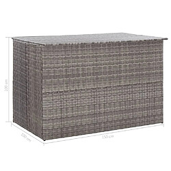 vidaXL Boîte de rangement de jardin gris 150x100x100 cm résine tressée pas cher