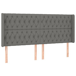 Maison Chic Tête de lit scandinave avec oreilles,meuble de chambre Gris foncé 183x16x118/128 cm Tissu -MN52743