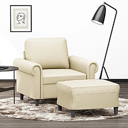 vidaXL Fauteuil avec repose-pied Crème 60 cm Similicuir