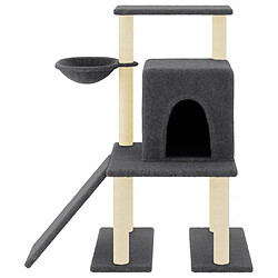 Helloshop26 Arbre à chat meuble tour grimper jouet grattage grattoir escalade plateforme avec griffoirs en sisal foncé 96,5 cm gris 02_0022720