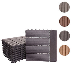 Mendler Carreau de sol WPC aspect bois, 11x chaque 30x30cm = 1m² Premium ~ anthracite linéaire horizontal