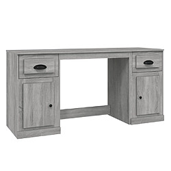 Helloshop26 Bureau table poste de travail meuble d'ordinateur informatique étude avec armoire sonoma bois d'ingénierie gris 02_0023399