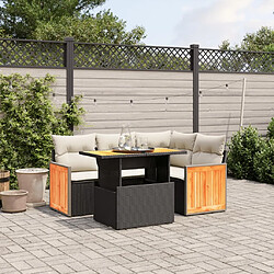 Maison Chic Ensemble de 5 Tables et chaises d'extérieur avec coussins,Salon de jardin noir résine tressée -GKD587174