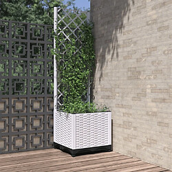 Maison Chic Jardinière,Bac à fleurs avec treillis - pot de fleur Blanc 40x40x136 cm PP -GKD74026