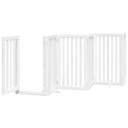 Avis vidaXL Barrière pour chien porte pliable 9panneaux blanc bois peuplier