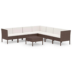 Maison Chic Salon de jardin 8 pcs + coussins - Mobilier/Meubles de jardin - Table et chaises d'extérieur Résine tressée Marron -MN79199