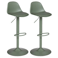 Toilinux Lot de 2 Chaises de bar Aiko en polypropylène ajustable - Vert Kaki