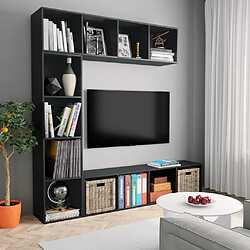 vidaXL Ensemble de bibliothèque/meuble TV 3 pcs Noir 180x30x180 cm