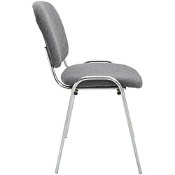 Acheter Decoshop26 Chaise visiteur empilable zone d'attente en tissu gris piètement à 4 pieds en métal chromé 10_0003370