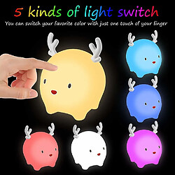 Universal Interrupteur tactile pour cerf d'enfant lumineux à LED, lumière de nuit en silicone portable, lumière de sommeil à LED, options de couleur multiples, adapté à la chambre de bébé, chambre à coucher, salon, camping, pique-nique, (blanc)