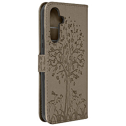 Avizar Étui Arbre et Cerf pour Samsung Galaxy A54 5G Portefeuille Tree Cover Taupe